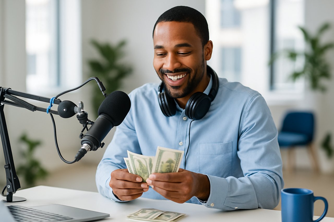 Founder counting revenue from a podcast appearance